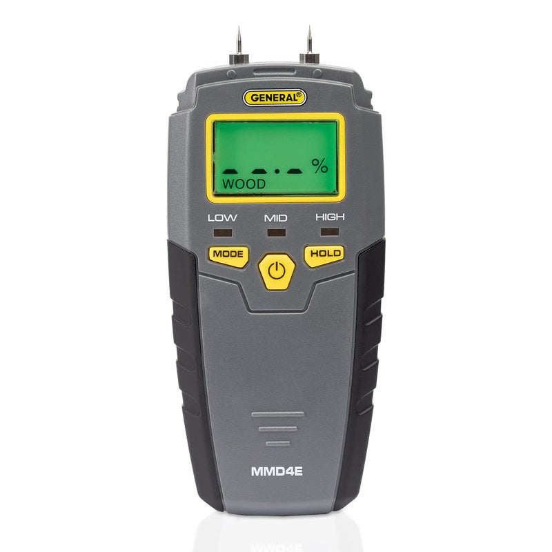 General Tools MMD4E Digital Moisture Meter, Water Leak Detector, Moisture Tester, Pin Type, Backlit LCD Display With Audible and Visual High-Medium-Low Moisture Content Alerts, Grays - Image 1